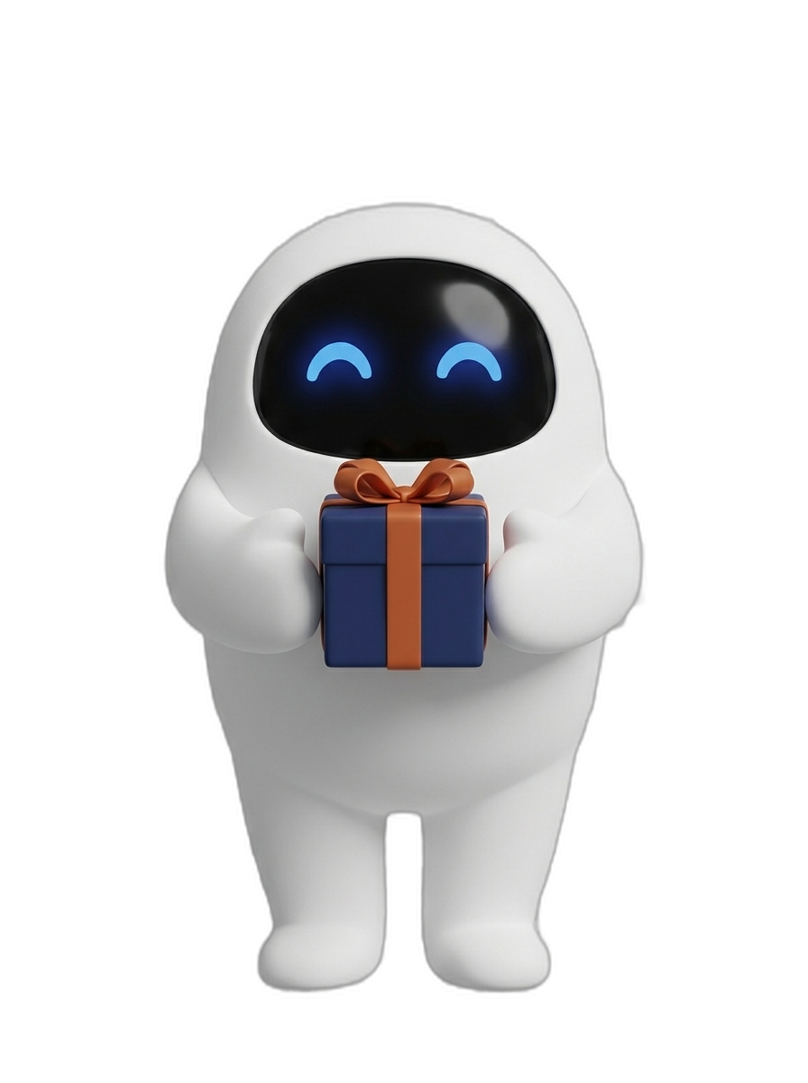 Pocky, the Pocket CEO AI agent, holding a wrapped gift — the personalised walkthrough